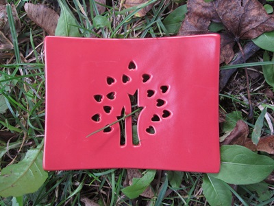 Foto von Seifenschale Keramik rot (Glcksbaum)
